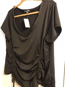 NEW Rouge Collection Women’s Black Stretch 2-Piece Top & Short Casual Set 3X/4X - Picture 1 of 8