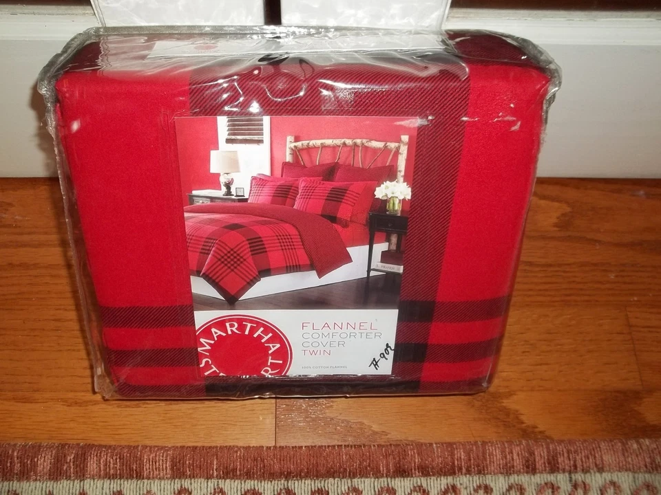Nuevo juego de funda nórdica doble Martha Stewart Montana roja/negra 2 piezas Foto 1 de 1