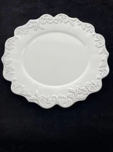 Cote Table Oval DInner or Serving Plate Antique White Raised Pattern France NWT - Picture 1 of 10