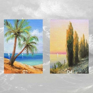 LOT #4 of 2 ACEO PRINTS  FINE ART LANDSCAPE Caribbean Palm Trees Sea Coastal  - Picture 1 of 1