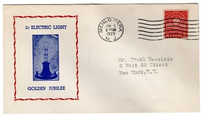 #654 Electric Light Edison 1929 FDC - Planty #42  - Image 1 of 2