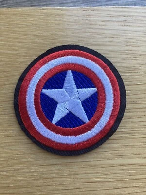 Captain America Shield Embroidered Iron On Patch 3" x 1.5" Free Shipping New - Image 1 of 4