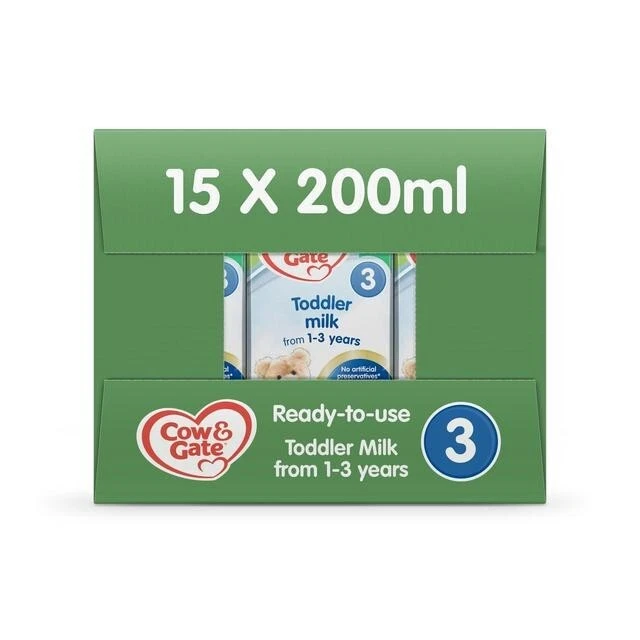 Cow & Gate 3 Toddler Milk Formula Liquid Multipack 15 x 200ml - Изображение 1 из 1