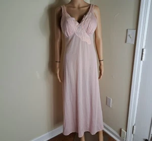 Vintage Vanity Fair rosa Maxi Schlupfkleid Nachthemd Nylon & Spitze Mieder Medium - Bild 1 von 13