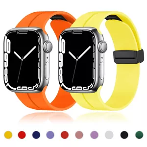 For Apple Watch Ultra 10 9 8 7 6 5 SE Magnetic Clasp Silicone Band 44/45/46/49mm - Picture 1 of 32