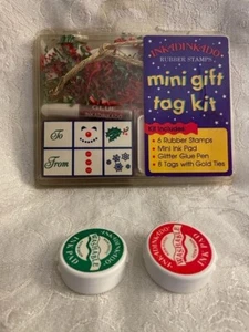 Vtg 1995 Inkadinkado Holiday Mini Gift Tag Kit-Snowman Tags Rubber Stamp Kit New - Picture 1 of 11