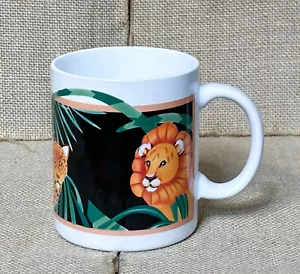 Tazza da caffè vintage Otagiri leone leone leopardo antilope tazza giungla safari botanica - Foto 1 di 7