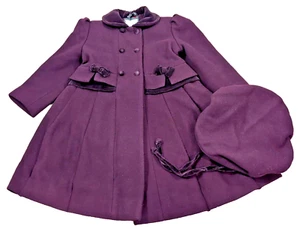 Vintage 1990's Girl's Toddler Swing Coat Sz 4, W/ Hat, Turquoise Wool, Rothchild - Picture 1 of 17