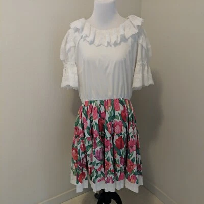 Vestido Cottage Core Hecho a Mano Años 80 M/L Falda Círculo Rockabilly Pradera Disfraz Foto 1 de 4