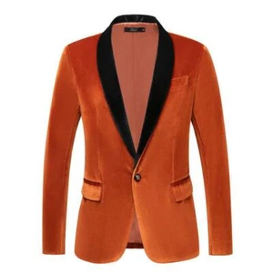 Winter Herren Golden Samt Blazer Slim Fit Blazer Mode Freizeit Bräutigam Mantel Gr. - Bild 1 von 12