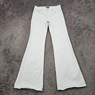 Express Jeans Womens 2 R White Flare Mid Rise Denim Stretch 70s 26x32 - Image 1 of 4