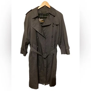 LONDON FOG Womens Trench Coat Raincoat Black Tie Belt 10 P - Excellent Condition - Picture 1 of 7