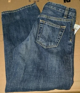 New Gap Kids sz 7 R LOOSE Fit JEANS boy Bootcut BLUE DENIM Straight Leg - Picture 1 of 3