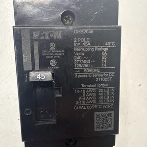 Eaton GHB2045 Circuit Breaker 45A 2P 277/480V GHB - Picture 1 of 7
