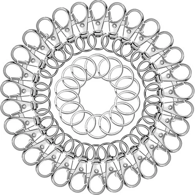 50PCS Silver Metal Lanyard Swivel Snap Hooks with Key Ring Key Chain Accessories - Image 1 of 4