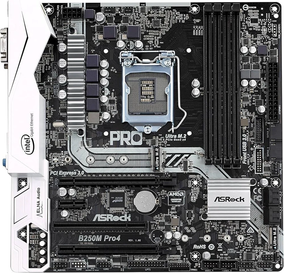 ASRock B250M Pro4 LGA1151 Scheda Madre MicroATX DDR4 USB 3.1 Tipo C NVMe 7a Gen. - Immagine 1 di 1