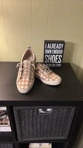 Sperry Sneaker in Beige & Weiß Gingham mit Wildleder Schnürsenkeln Größe 7,5 - Bild 1 von 7