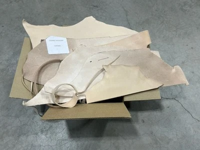 2 LB Vegetable Tan Cowhide Leather Scraps Light 8-10 Ounce OZ Large Pieces 12” - Image 1 of 4