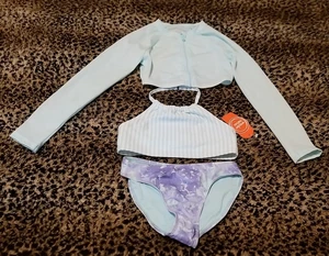 Wonder Nation Zip Long Sleeve Rashguard and Swimsuit with UPF 50+ Size S (6) - Picture 1 of 8