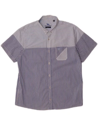 HARMONT & BLAINE Mens Straight Fit Short Sleeve Shirt 2XL Blue Striped CA05 - Image 1 of 3
