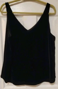 Canotta donna Loft nera velluto velluto scollo a V taglia large nuova con etichette - Foto 1 di 6