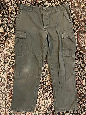 Vintage Military Pants Green Button Fly Cargos Waist 35-39 Inseam 29.5-32 - Image 1 of 4