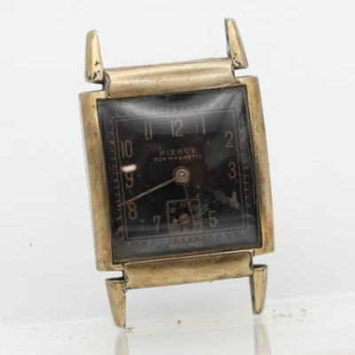 PIERCE SWISS 17j TANK WRIST WATCH 22.8x38mm CASE 16mm LUG FOR REPAIR (IC) - Image 1 of 4