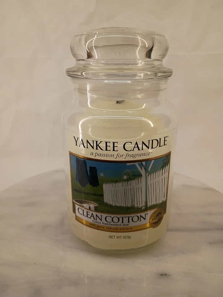 Yankee Candle Black Label CLEAN COTTON 22oz Jar Large Discontinued - Image 1 of 4