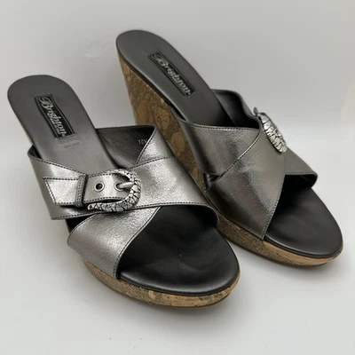 Brighton Summer Silver metallic buckle cork wedge sandals size 10 - Image 1 of 4
