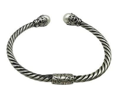 Sterling Silver .925 Filigree Bracelet 2.5” w/ Cultured Pearl 17g – NEEDS REPAIR - Image 1 of 4