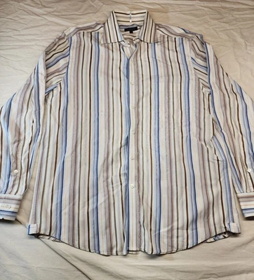 DKNY Mens Striped Button Down Dress Shirt Large - Image 1 of 4