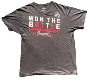 Fanatics MLB 2021 Atlanta Braves World Series Gray T-Shirt XL Won The Battle - Picture 1 of 7