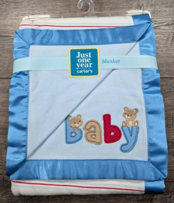 Manta bebé niño nueva solo un año Carter's Baby Bear Foto 1 de 3