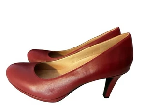 Scarpe con tacco Naturalizer Michelle in pelle rossa taglia 11 W plateau usate in ottime condizioni! - Foto 1 di 17