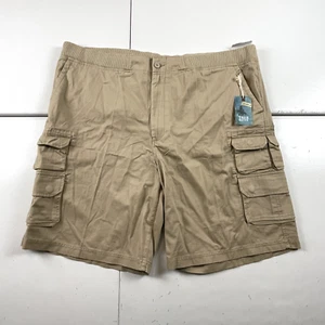 True Nation Cargo Shorts Mens 48 Beige Drawstring Flat Front Outdoor Hiking - Picture 1 of 15
