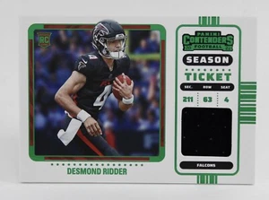 Desmond Ridder (RC) - 2022 Contenders Season Ticket Green Jersey Patch - Picture 1 of 2