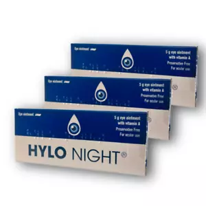 3 x Hylo Night Vitamin A Eye Ointment Preservative Free 5g - - Picture 1 of 2