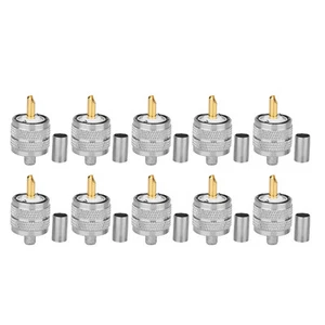 10Pcs UHF male PL259 Connector Crimp for LMR195 RG58 RG142 cable/Coax Cable - Zdjęcie 1 z 11