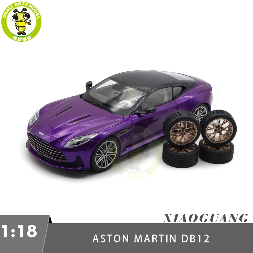 Coche de juguete modelo diecast Aston Martin DB12 DB 12 1/18 púrpura negro superior Foto 1 de 4