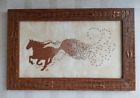 Completed Cross Stitched Picture Running Horse with Beads Size 13" х 20''