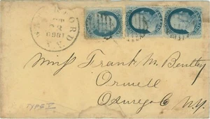 3 US #24 on Cover( 1 vertical pair,1 single) - Picture 1 of 2