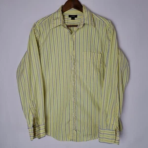 J Crew Shirt Mens Medium Yellow Button Front Long Sleeve 1 Chest Pocket Striped - Picture 1 of 19
