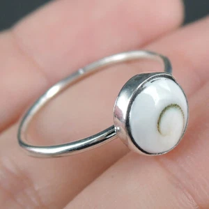 925 Sterling Silver Fine Round Shiva Eye Shell Ring Jewellery K-UK, 5.5-USA - Picture 1 of 7