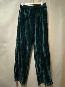 NWT WAYF Women Bevie Elastic Waist Hi-Rise Velvet Straight Leg Pants SZ M Green - Picture 1 of 12