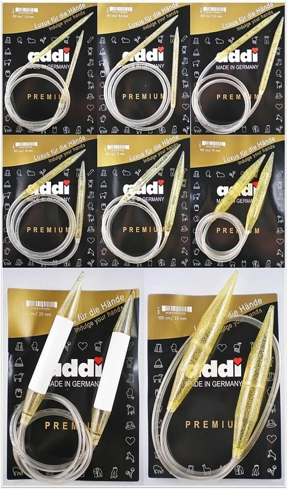 Addi Champagner Rundstricknadeln 100cm versch. Stärken Kunststoff Gold-Glitter - Bild 1 von 1