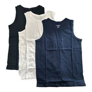 Amazon Essentials 3-Pack Boys Sleeveless Tank Tops Black/White/Navy Blazer - Picture 1 of 1