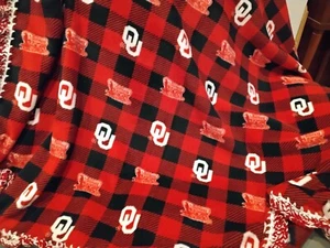 OU Boomer Sooners Oklahoma University College Fleece Überwurf Decke Super Rüschen - Bild 1 von 5