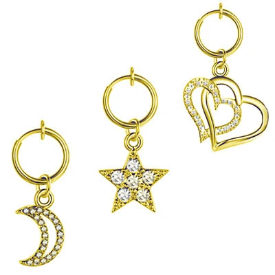 3PCS Clip on Belly Button Rings Fake Belly Piercing Non Piercing Navel Ring - Image 1 of 4