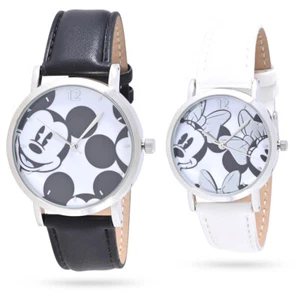 Juego de 2 relojes Disney MK90003 Mickey Minnie His and Hers blanco negro - Nuevo en caja - Imagen 1 de 4