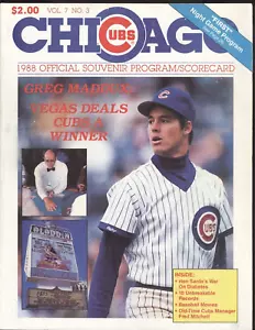 1988 Chicago Cubs vs San Diego Padres Program: Greg Maddux on Cover - Picture 1 of 2